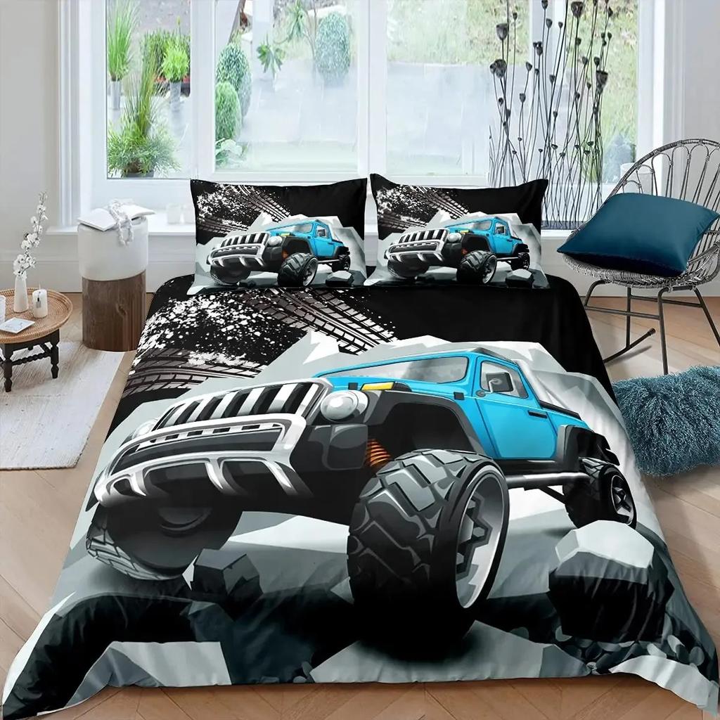 Set Copripiumino Jeep 4X4 Un Clic Ripittura Mai Fermarsi Avventura Off-Road Set Biancheria da Letto Automobili Set Biancheria da Letto Auto Sportive