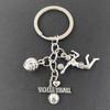 Alloy Keychain Pendant with Volleyball Theme Round Metal Key Ring for Bags Backpacks Keys Sports Accessories Gift
