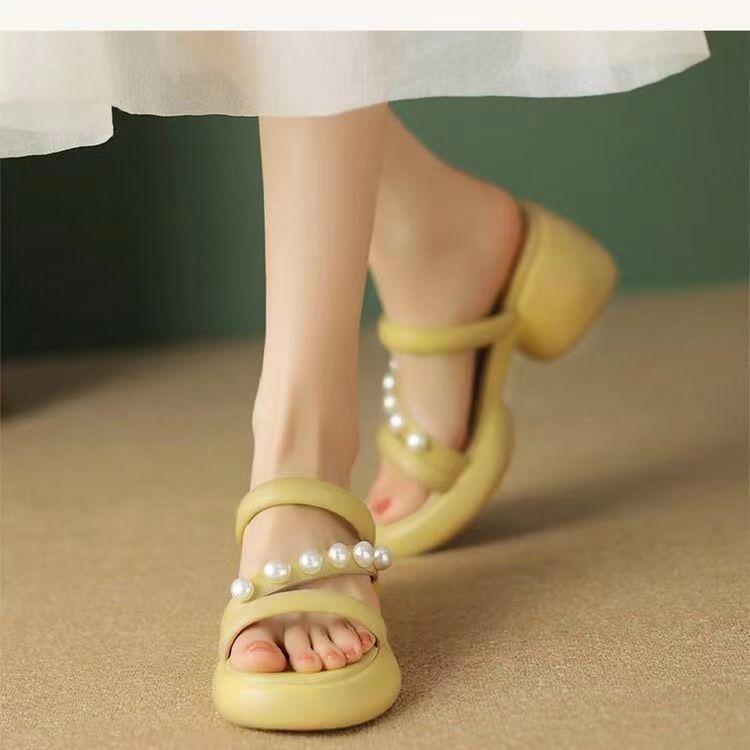 

Fashion 2025 Ladies Elegant Fashionable versatile New style Non Slip Summer Sandals Outside Casual comfortable Women s Slippers 40 жёлтый