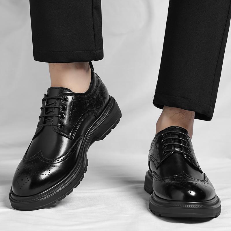 Fashion New Men's Leather Oxford Shoes for Men Formal Derby Dress Shoes Business Casual Wingtip Brogues for Wedding Party Work Footwear