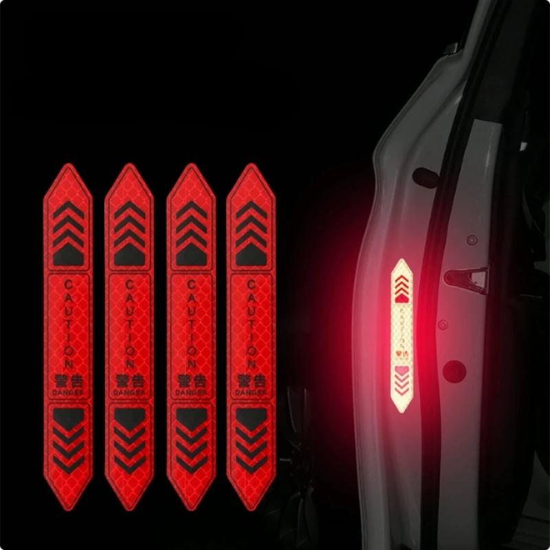 4Pcs Reflective Open Warning Stickers for Car Door, Night Visibility Auto Safety Prompt Decals