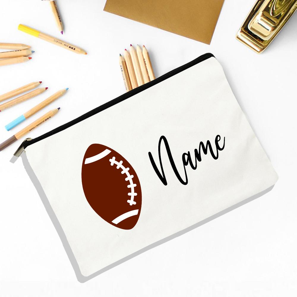 Personalised Football Pencil Bag Custom Name Pencil Case School Stationery Supplies Storage Bags Christmas Birthday Gift for Kid