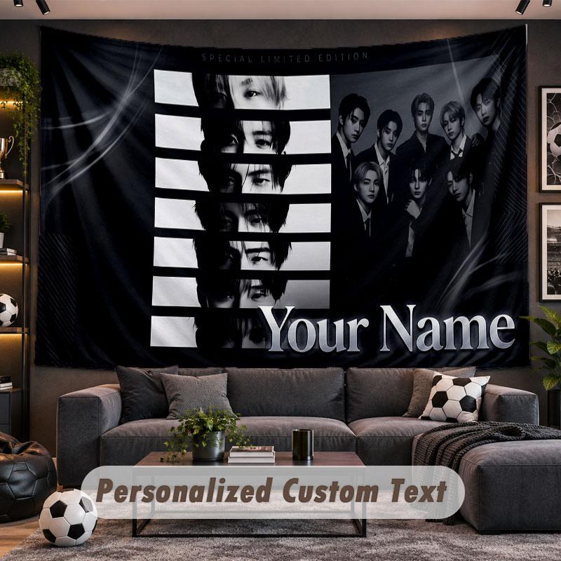 Wall Hanging Tapestry Custom NameENHYPEN Pattern Personalized Printed Fabric Wall Decor