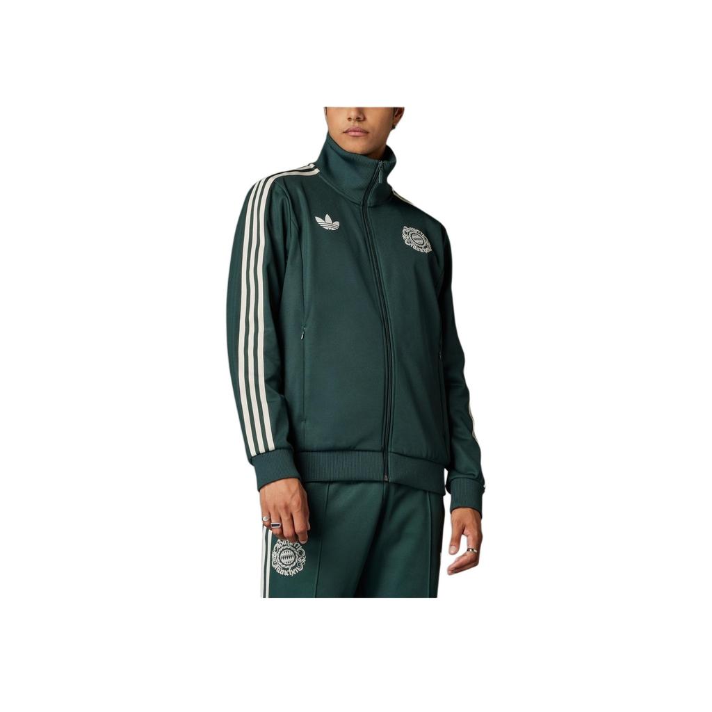 Adidas Jachetă Casual Sportivă cu Mâneci Lungi și Guler Înalt, cu Bandă Laterală, Vintage, Bayern München, Verde-Umbră IT4130