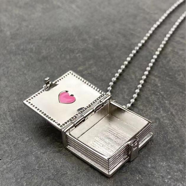 Cute Dog Alloy Pendant Necklace Open Box Design Geometric Decoration Women Men
