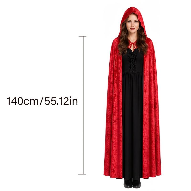 1Pc Velvet Hooded Cape, Halloween Cloak Robe Unisex Witch And Elf Cosplay Accessory Suitable For Costume Masquerades, Devil And Vampire Dark Outfits