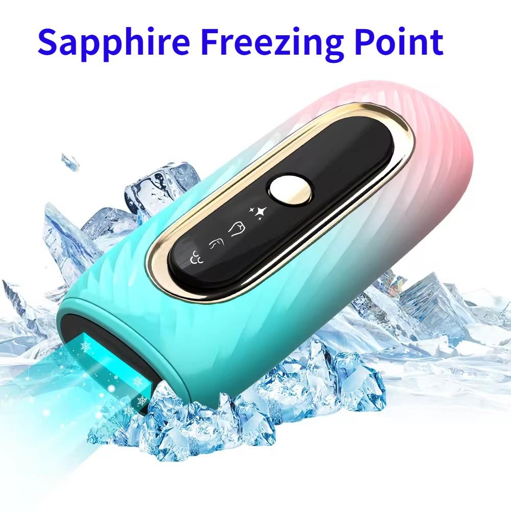 

Сапфировая точка замерзания Интенсивная импульсная вспышка Лазерный эпилятор Омоложение кожи Ледяное охлаждение Устройство для удаления волос IPL Безболезненный электрический триммер для тела