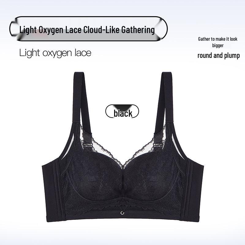 Women's Lace Push-Up Wireless Bra: Medium Thick, Anti-Sagging, Adjustable Support