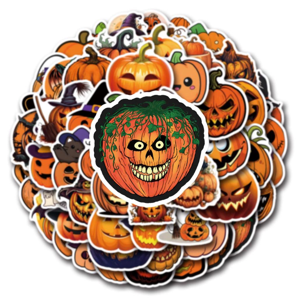 55 Graffiti Pumpkin Stickers for Suitcases, Notebooks, and Phones