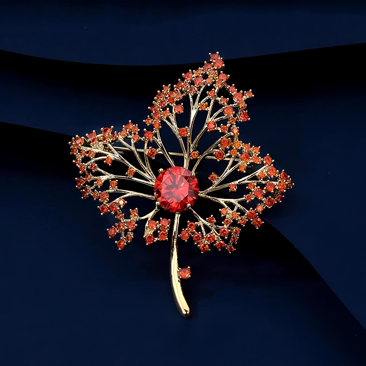 Konghongfeng Высококачественный Женский Красный Кленовый Лист Легкая Роскошь Продукт Брошь 4*5CM