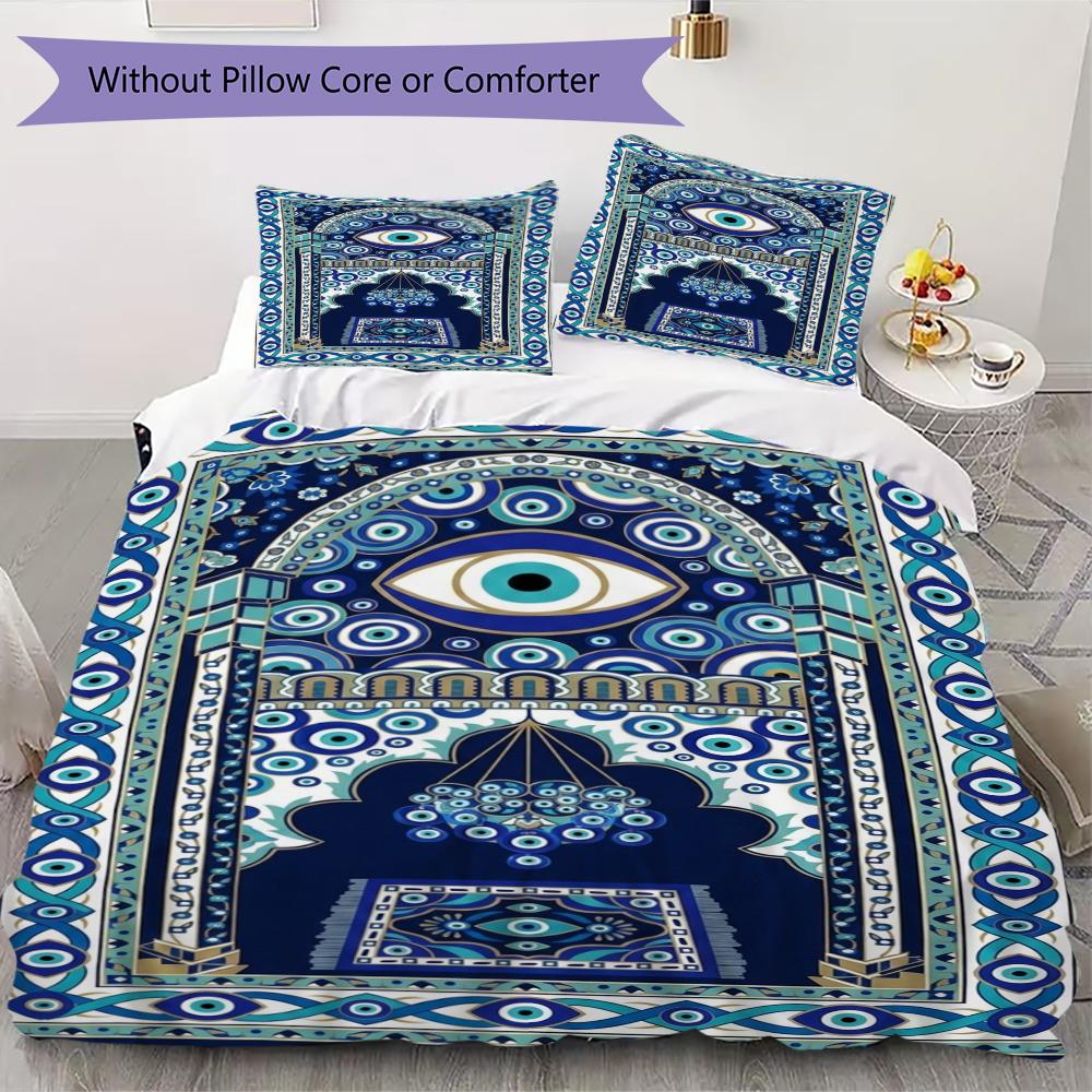 Evil Eye Pattern Bedding uilt Set uilt Cover Pillowcase Home Decoration Birthday Gift (1 * duvet cover + 2 * pillowcase without core)166