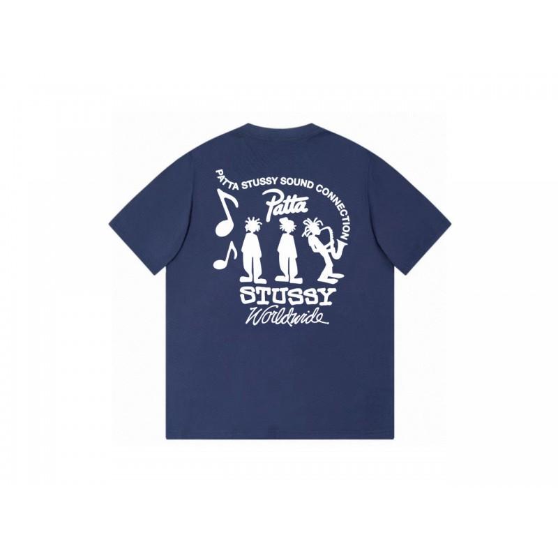 Stussy Short Sleeve T-Shirt Teens Loose Fit 270g Cotton Round Neck Casual Wear