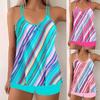 Women's Swimwear Tankini 2 Piece Swimsuit Stripe Pattern Print Vacation Bathing Suits
