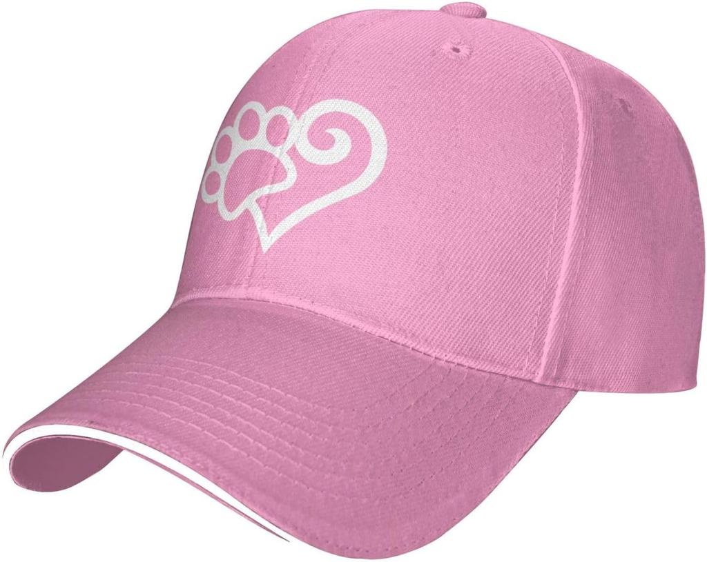Paw Print Heart Graphic Baseball Cap Polyester Adjustable Casual Unisex Sandwich Hat