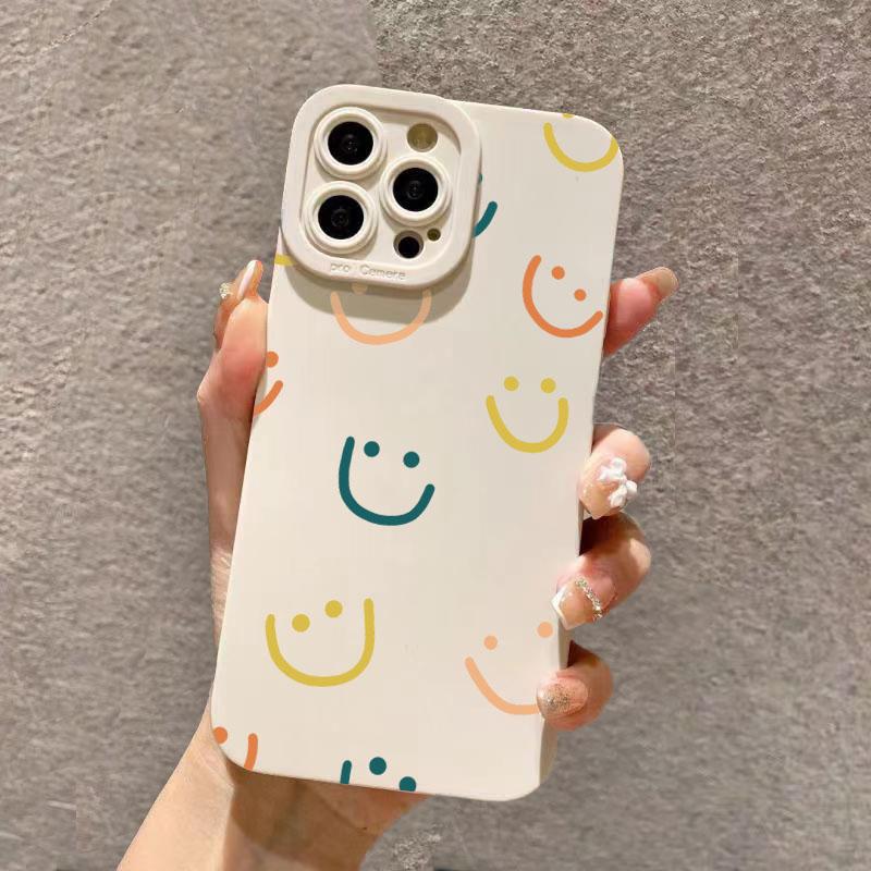 Phone Case For iPhone 17 16 15 14 13 12 11 Pro Max Plus Mini XS X XR 16e Cute Smile Love Heart Design Candy Soft Silicone Cover