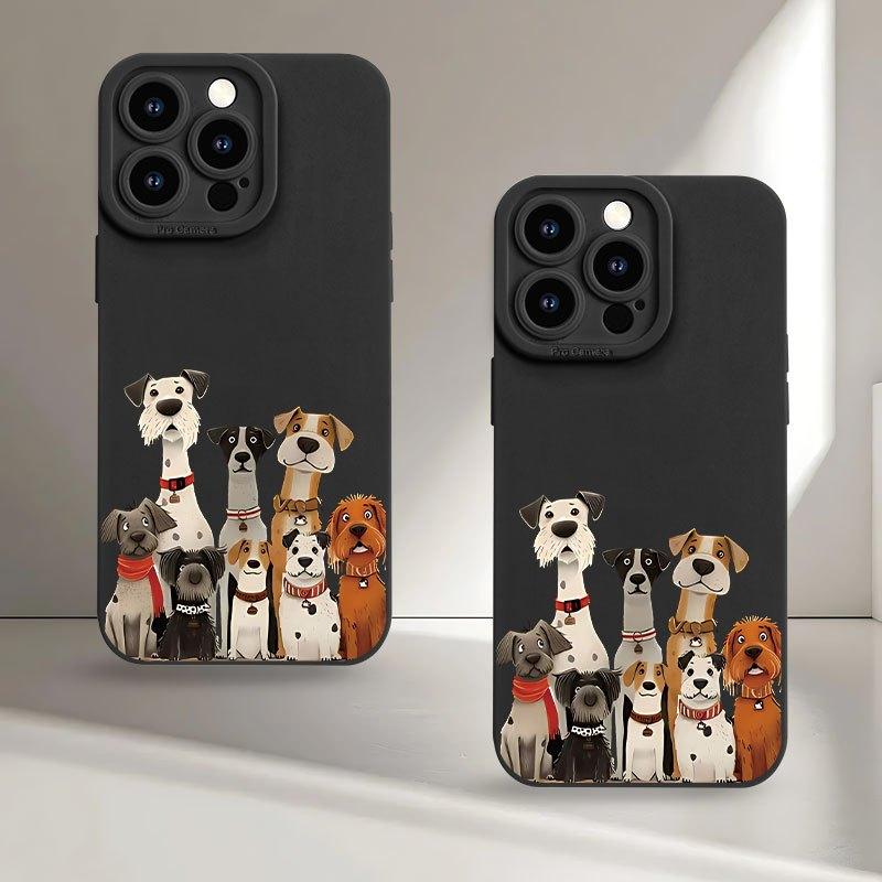 Puppy family pattern mobile phone case suitable for iPhone 17 16 15 14 13 12 11 Pro/ Max /Plus anti-fall and shockproof