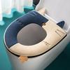 Assento de Vaso Sanitário para Gato com Alça Zíper Espesso Quente Almofada de Assento Universal Padrão de Bordado Camurça Acessórios para Banheiro.