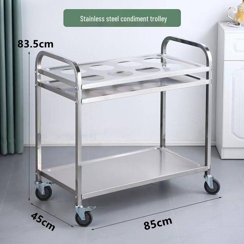Three-tier Stainless Steel Service Cart: Meal, Food, Beverage, and Dish Collection Trolley for Restaurants and Hotels.
