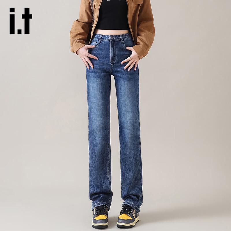 Izzue it Women s High-Waist Slim Straight Washed Jeans L