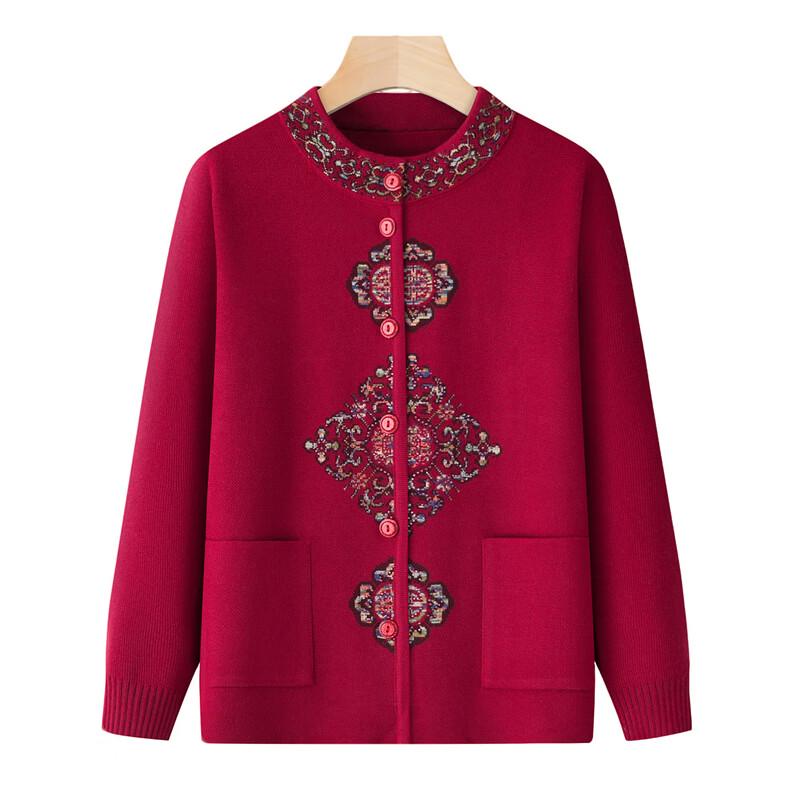 LANGSHA Women's Mid-Aged V-Neck Cardigan Sweater