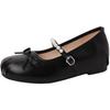 Summer pearl one-word strap single shoes new retro temperament versatile bow Mary Jane shoes women