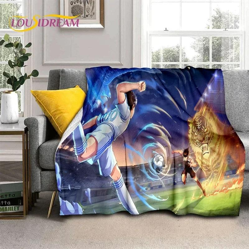 Cartoon Captain Tsubasa Football Soft Flannel Blankets,Throw Blanket Comfortable Blanket for Picnic Beds Sofa Home Bedroom Gifts