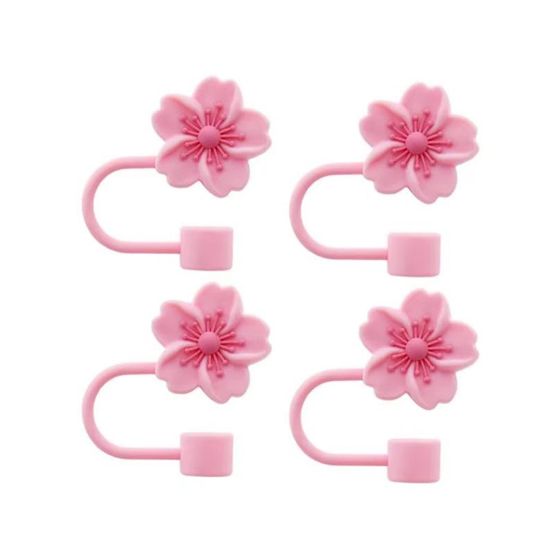 2/4pcs Straw Cover Cap for Stanley Cup Accessories,Silicone Straw Topper 10mm Reusable Straw Tips Lids Flowers Tip Covers