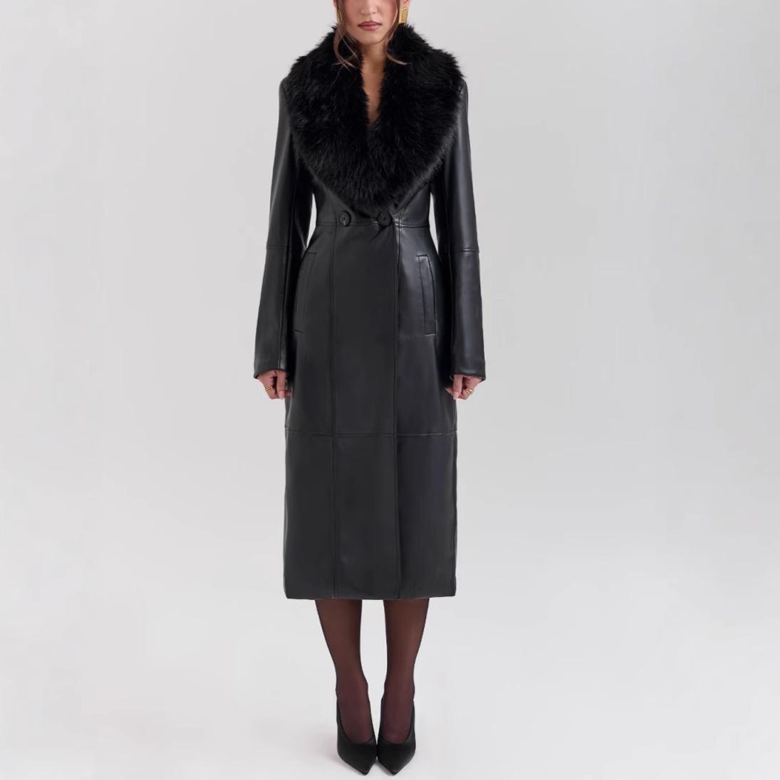 Elegant Women`s Long-Sleeve Faux Fur Slimming