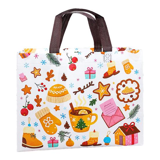 Christmas Gift Bags Large Reusable Tote Bag with Handles Non-Woven Christmas Grocery Shopping Bag for Holiday Xmas Party Supplies