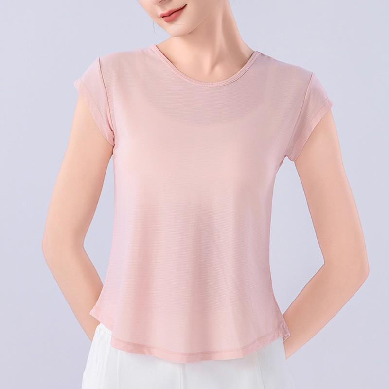 Damen Schnelltrocknendes Yoga & Lauf T-Shirt - Locker, Bequem, Figurschmeichelnd, Atmungsaktiv mit Kurzen Ärmeln für Sommer Fitness