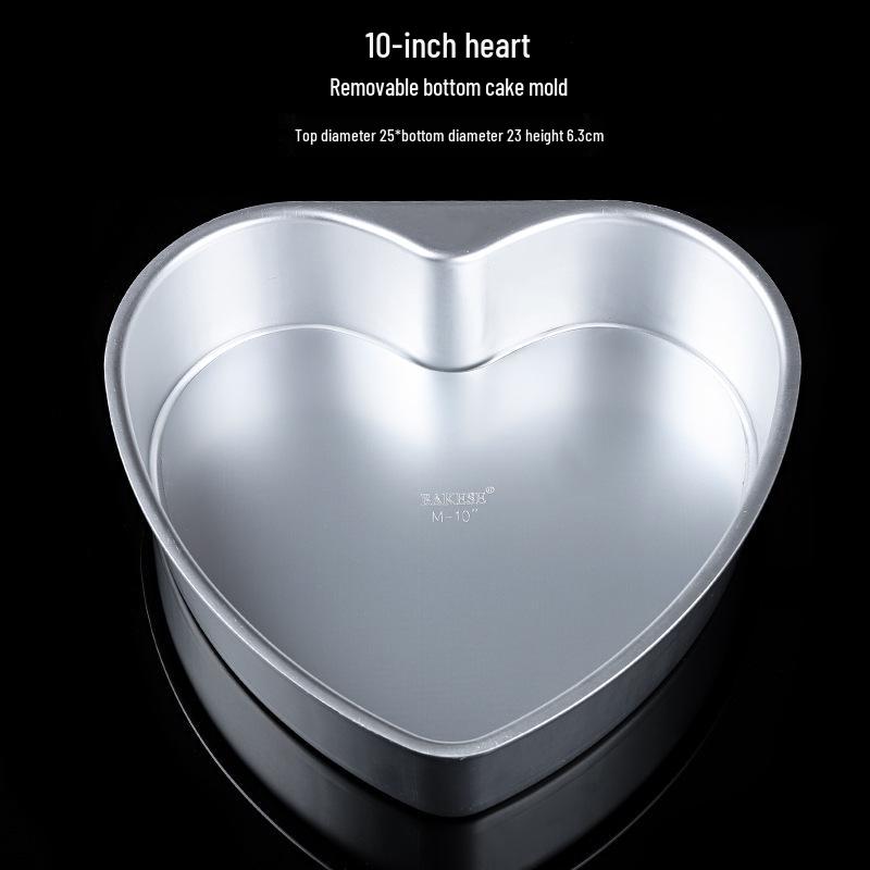 Heart-Shaped Anodized Chiffon Cake Mold with Removable Bottom