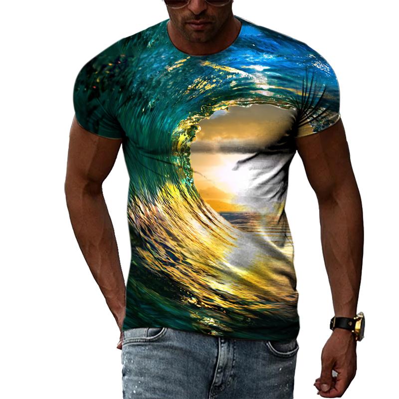 New 3D Trendyol Men Natural Landscape Graphic T Shirts Summer Fashion Hip Hop Casual Print T-shirt Personality Handsome Tee Top