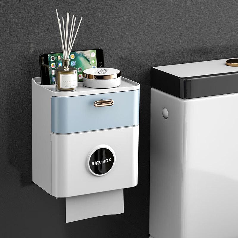 HANDUNYOU Wandmontiertes Badezimmerregal mit Taschentuchbox