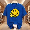 Unisex Casual Short Sleeve Crew Neck TShirt Joyful Face SMILE Graphic Print Summer Top Comfort Ladies TShirt Playful Design