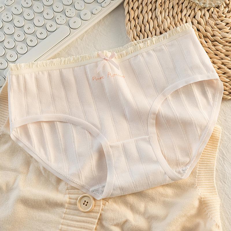Female Spring and Autumn Sweet Bow Lovely Pure Cotton 10A Antibacterial Crotch Triangle Panties