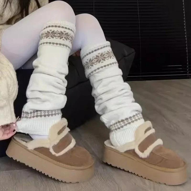 Winter Wool Leg Warmers Women Warm Knitted Foot Cover Knee Socks JK Lolita Girls Long Socks Stockings Leg Warmers Autumn Sock
