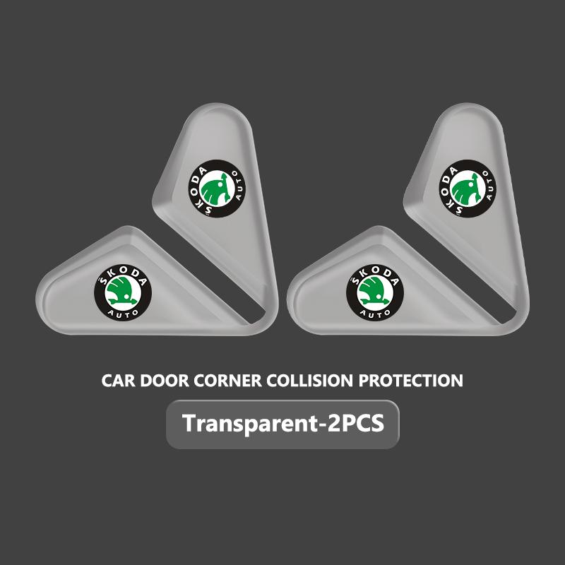 cqmes7 Silicone Car Logo Door Corner Cover Bumper Crash Scratch Protector Accessories For Skoda Kodiaq Fabia Kamiq Karoq Octavia 2 3