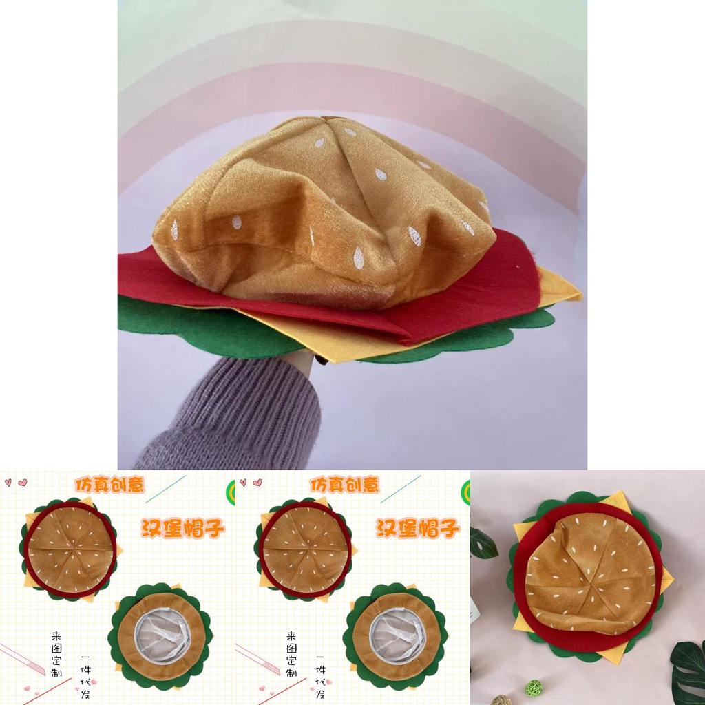 Creative Hamburger Hat For Parties Unique Photo Prop Funny Costume Accessory For All Seasons