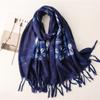 Ethnic Tie-Dye Blue & White Cotton-Linen Scarf: Mori Girl Travel Shawl & Literary Accessory