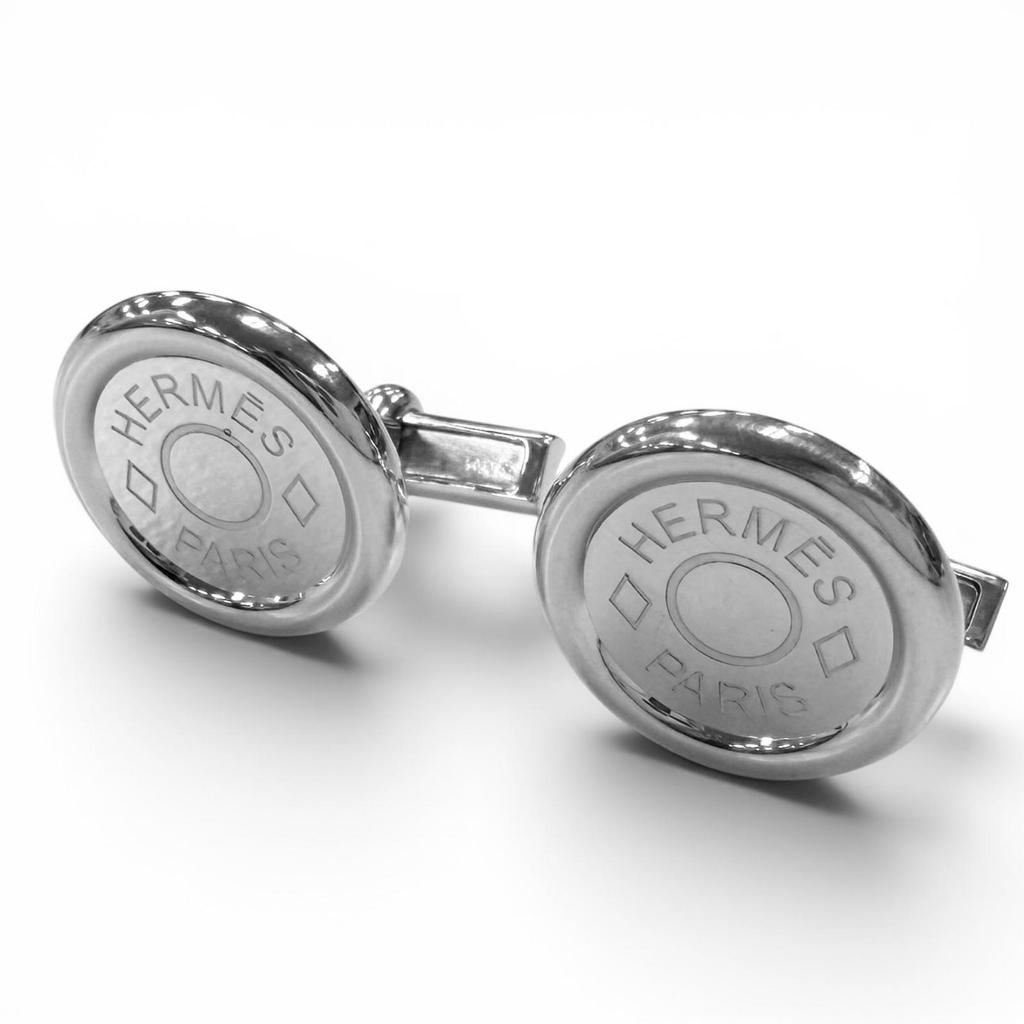 Excellent HERMES Cufflinks cufflinks Serie motif Crude Cell Silver AG925 mens Used