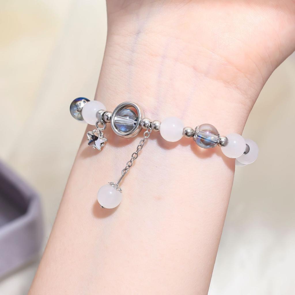 Small fresh color butterfly broken bead bracelet female ins style niche design new gray moonlight star and moon crystal jewelry