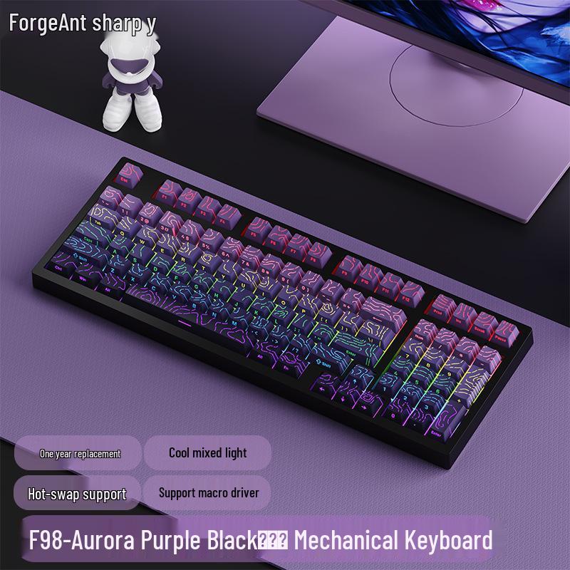 RuiYi F98 Wired 98-Key Mechanical Keyboard, Hot-Swappable, Side-Printed, Full-Key Anti-Ghosting, Office/Gaming.