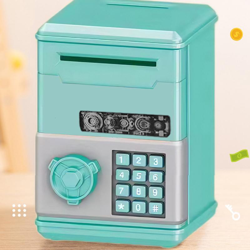 Automatischer Mini-Safe Münzen Bargeld Sparen Spardose Passwort Zähler Code Schlüsselschloss Münzbank Geldautomat Kind
