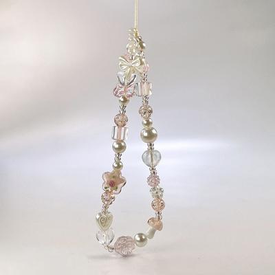 Y2K Cellphone Chain Sweet Bowknot Flower Phone Lanyard Beaded Phone Strap Wrist Straps For Girls Phone Charm