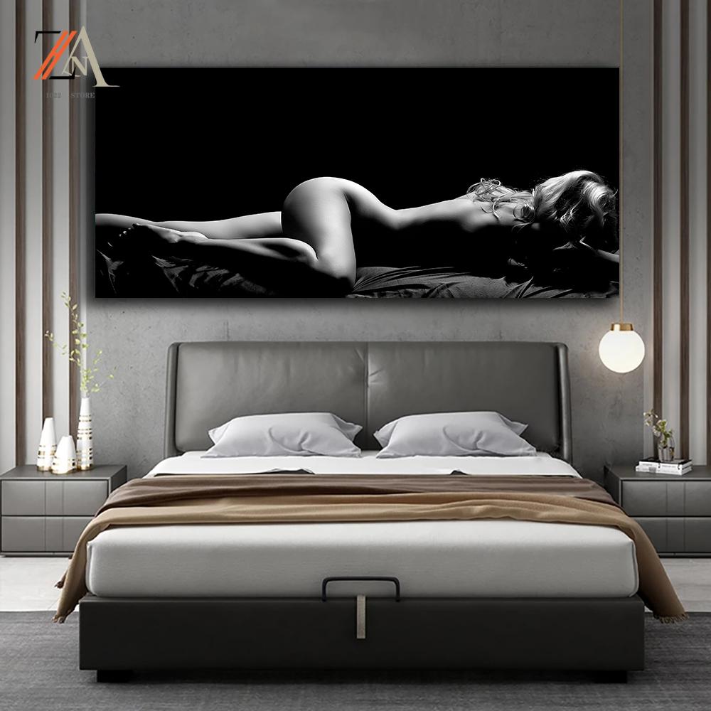 Black and White Nude Body Art Poster HD Print Poster Sexy Woman Sleeping Picture for Living Room Decoration Painting No Frame
