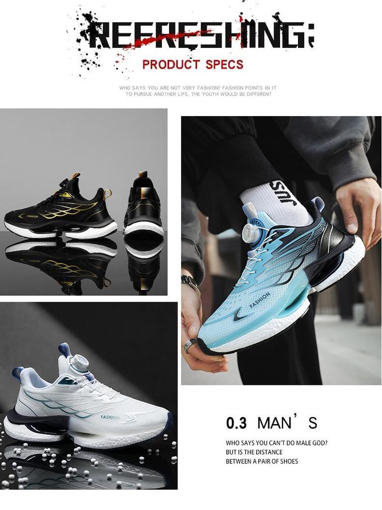 Men's Summer 2024 Breathable Popcorn Cushioning Running Shoes with Rotating Button