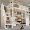 (=AB403889012W) Hoogslaper voor Kinderen 90x200 cm Wit, Trappenkast, Hoekbureau Onder Bed, Opbergruimte, Lades, Ruimtebesparend Houten, zonder Matras