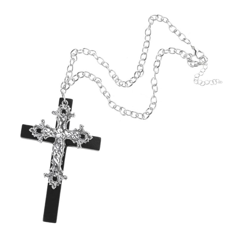 Модне дерев'яне хрестоподібне підвісне намисто Панк Готичний Комір Чокер Довгий ланцюжок на шию Прикраси Y2K для жінок Чоловіків