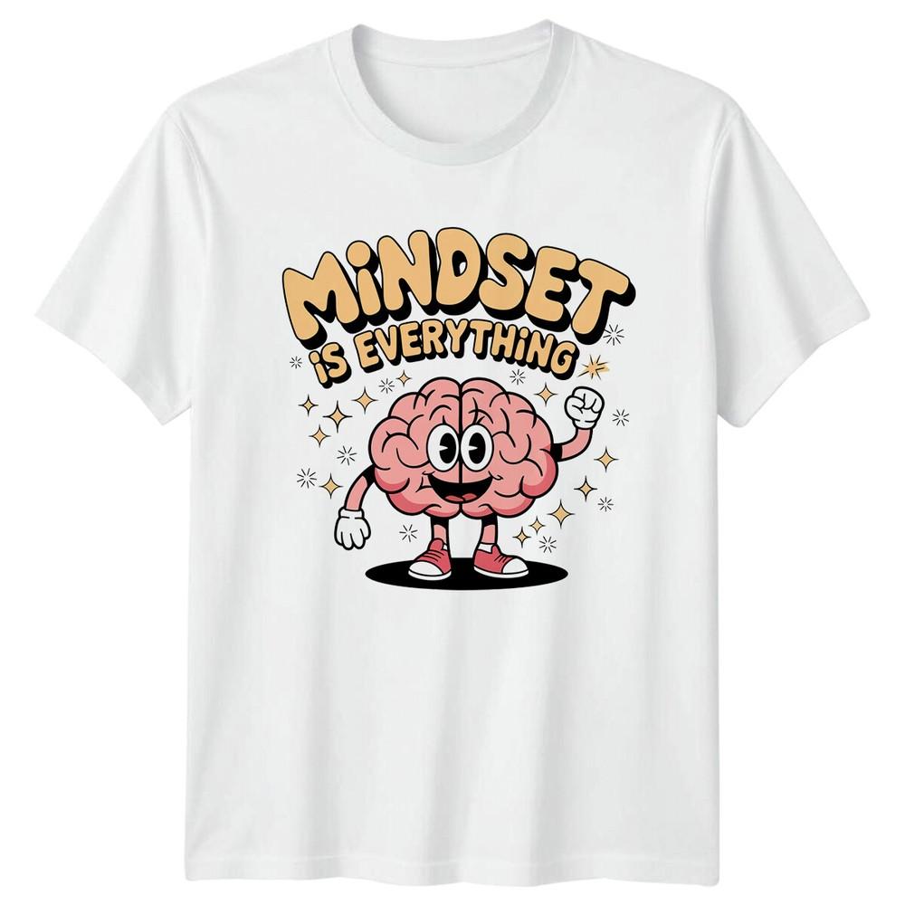 Mindset Is Everything TShirt Retro Cartoon Brain Graphic Tee S