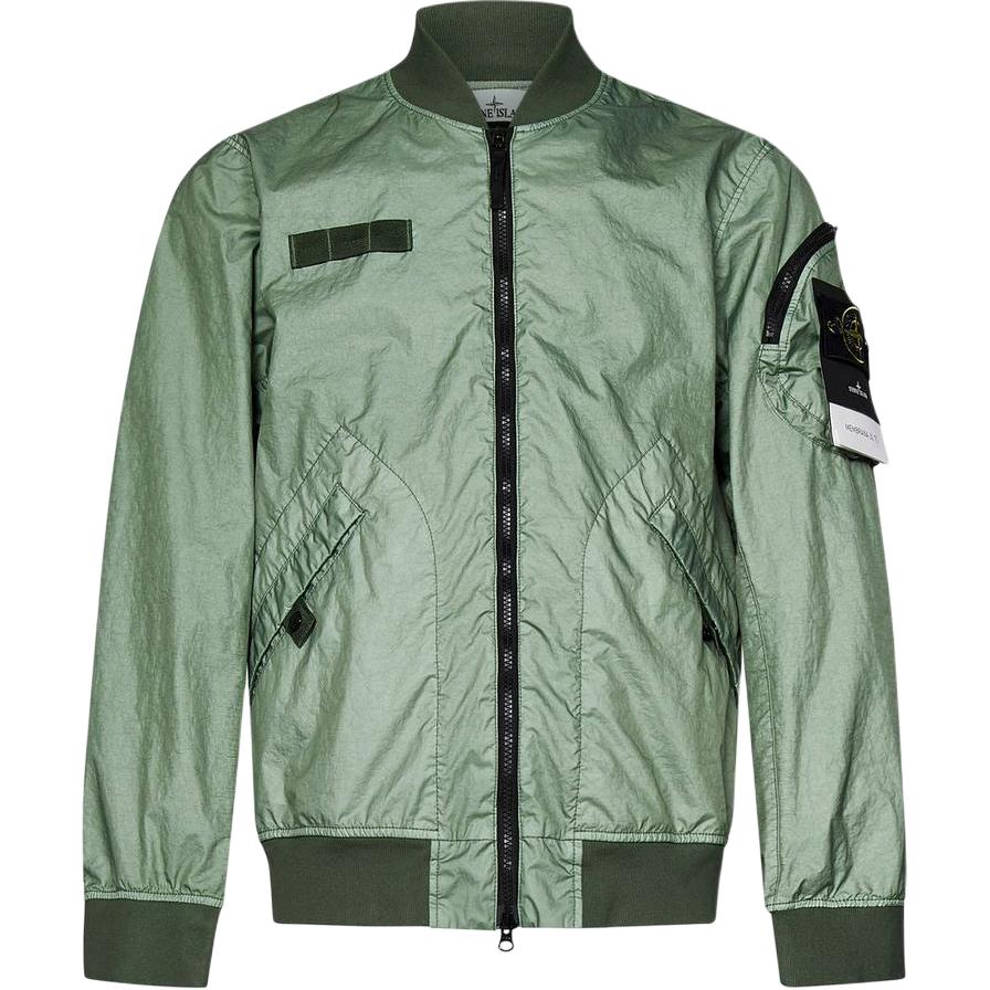 STONE ISLAND Solid Color Baseball Collar Long Sleeve Zipper Pilot Jacket Men Jackets Green K1S1541000-04S0A21-V0055